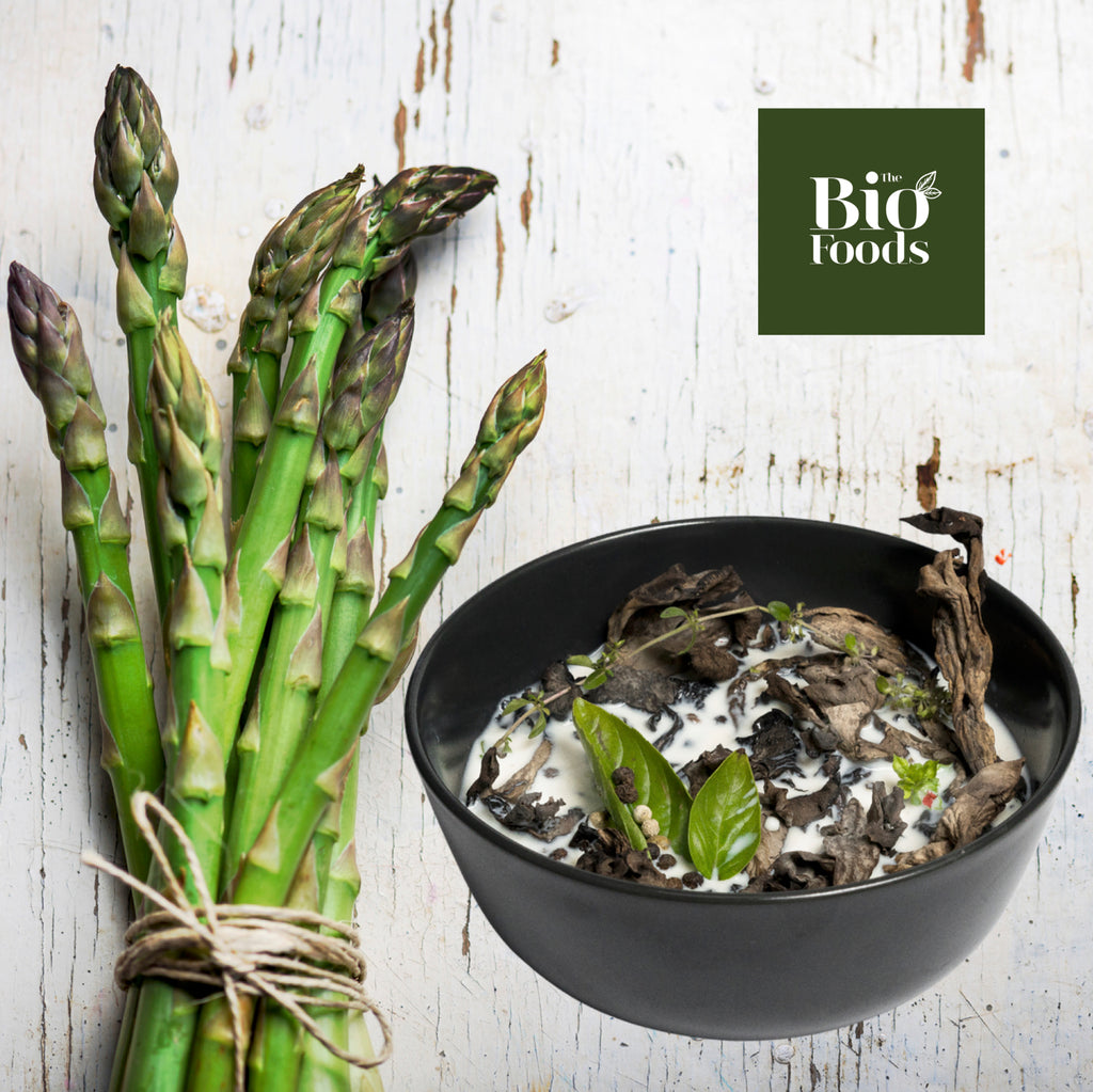 Black Trumpet Mushrooms & Asparagus