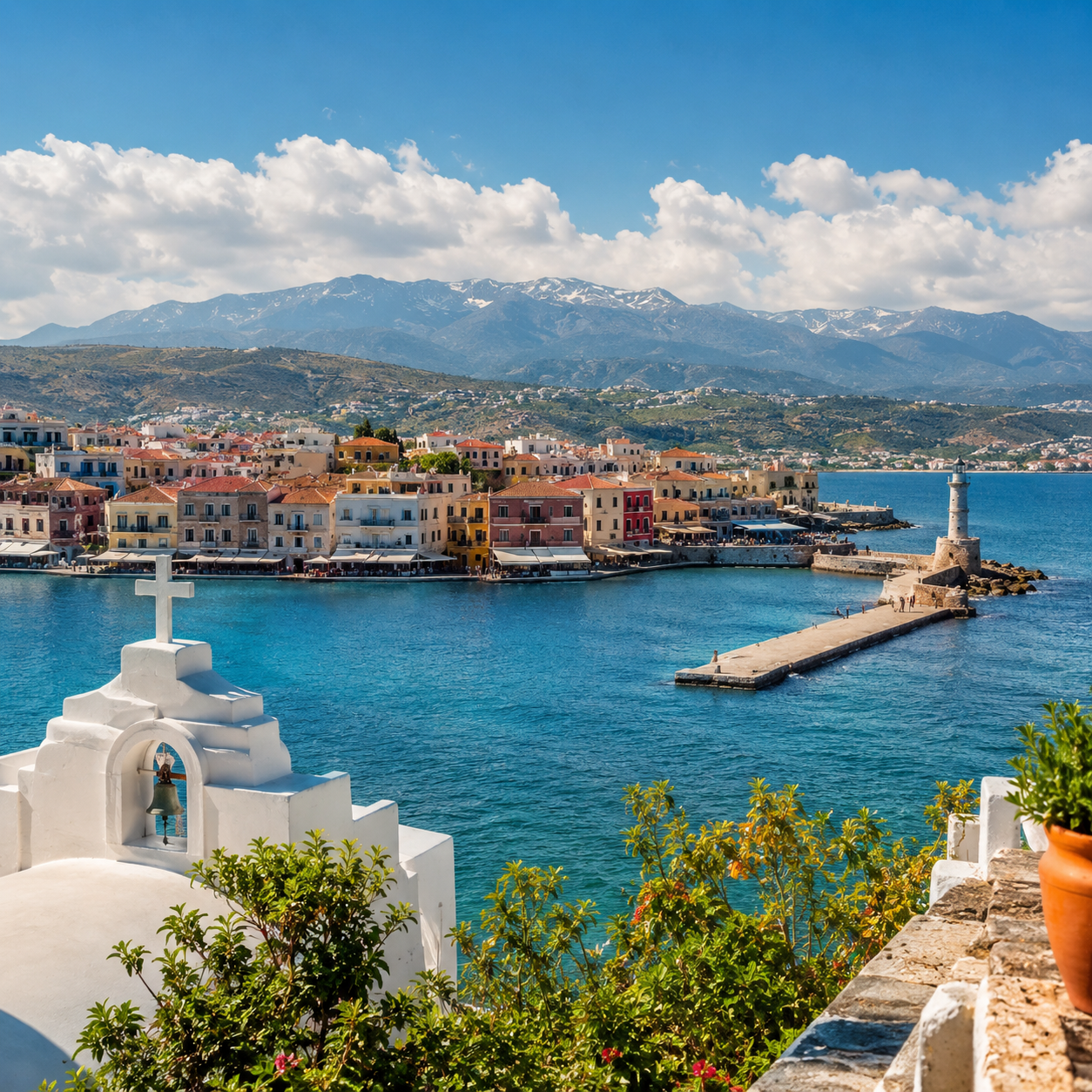 Coastal harbor with Mediterranean charm Crete