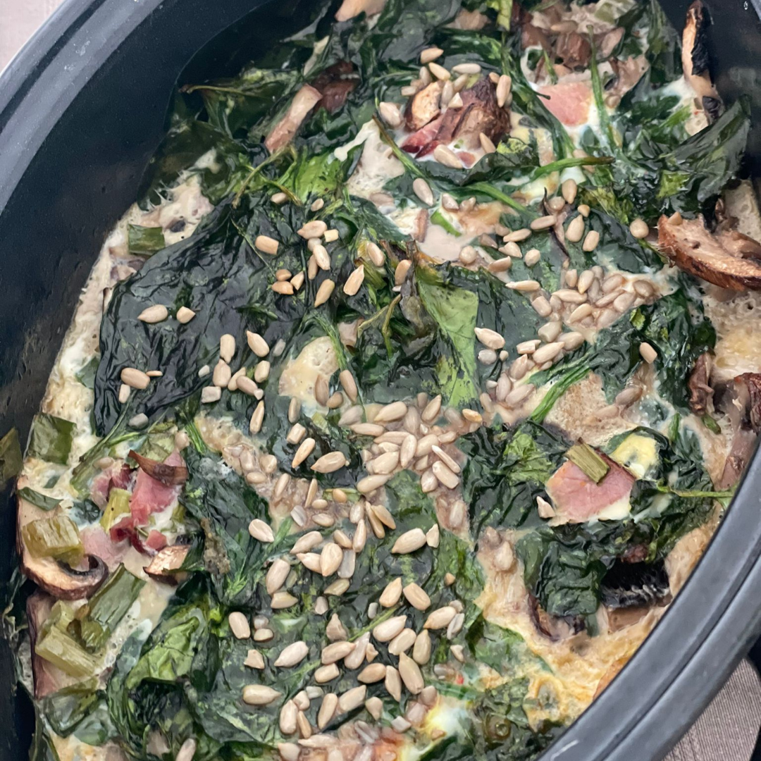 Spinach frittata with wild mushrooms