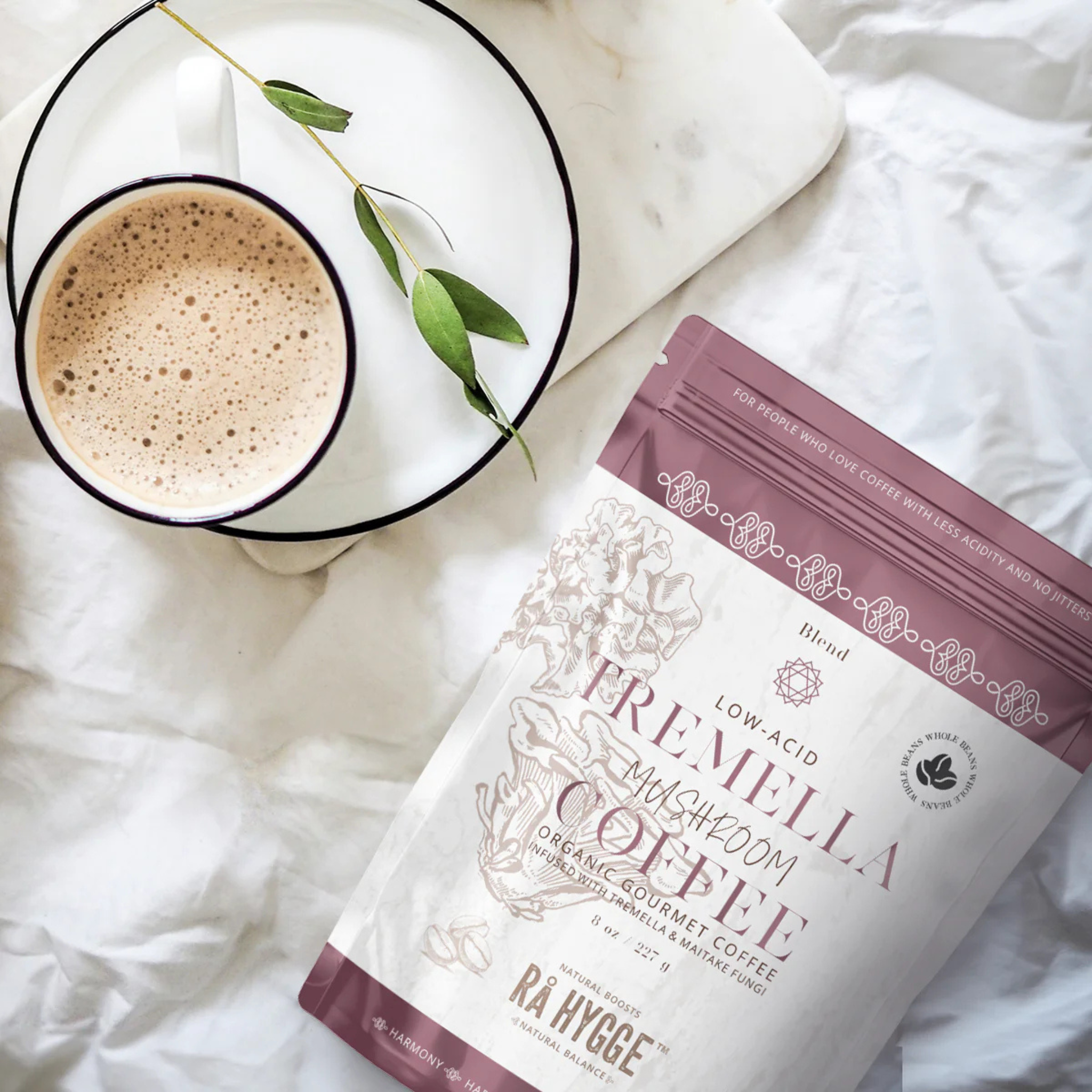 Organic Tremella mushroom coffee – natural wellness in every cup. 