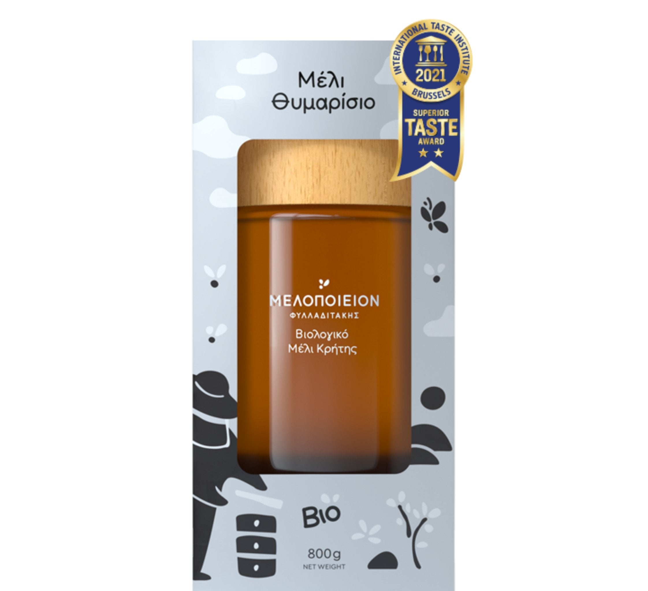 Organic Thyme Honey taste award from Crete in special jar. Premium elegant package The Bio Foods Berlin